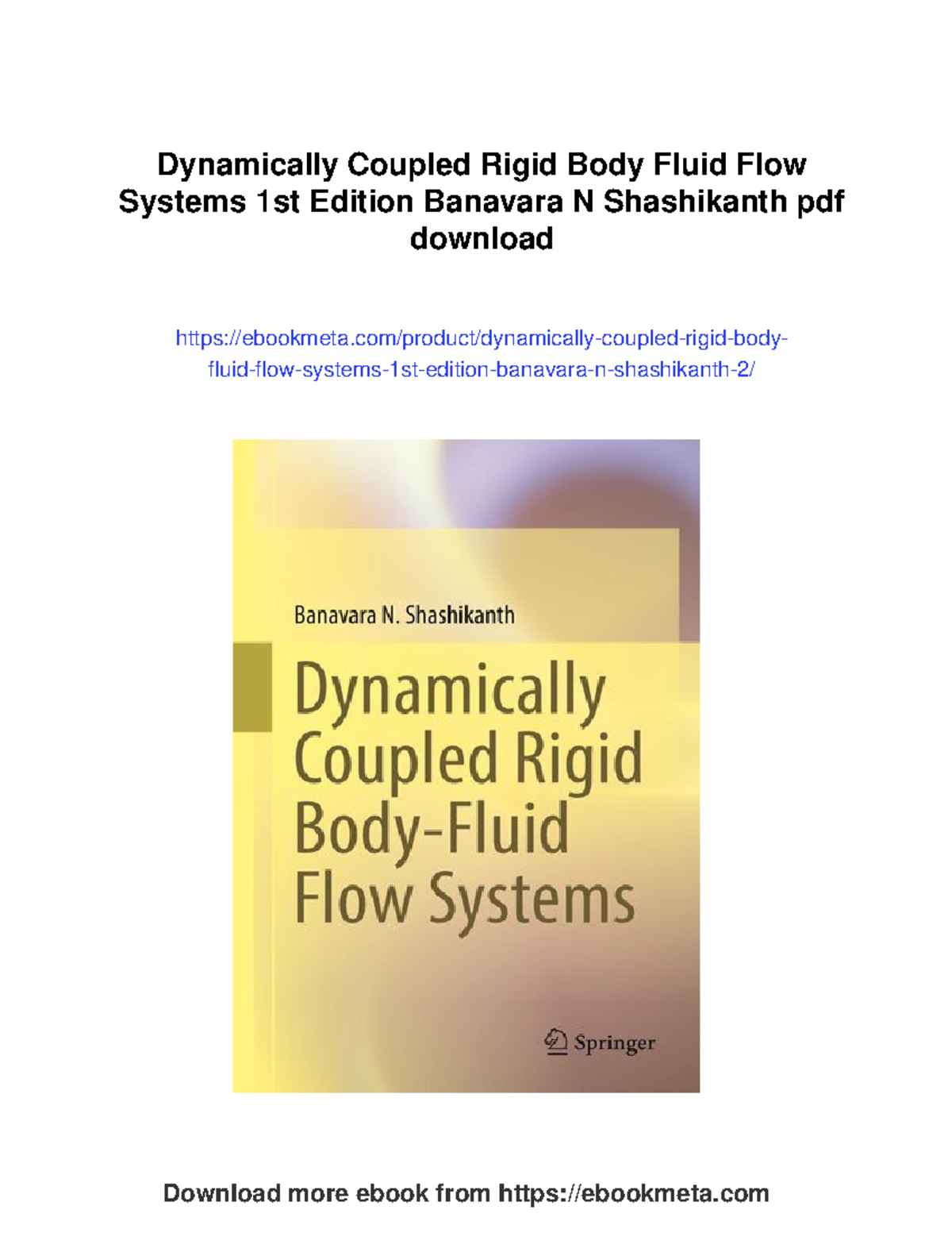 Dynamically Coupled Rigid Body Fluid Flow Systems - 1st Edition by B.N ...