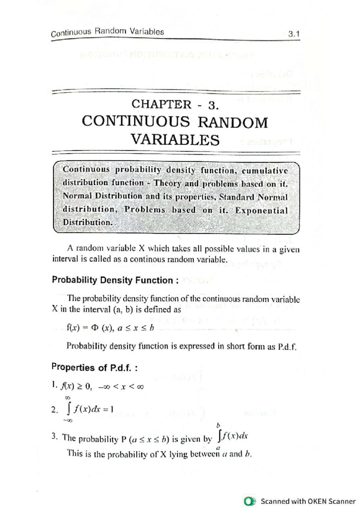 Statistics - II: Chapter 3 - Continuous Random Variables - Studocu
