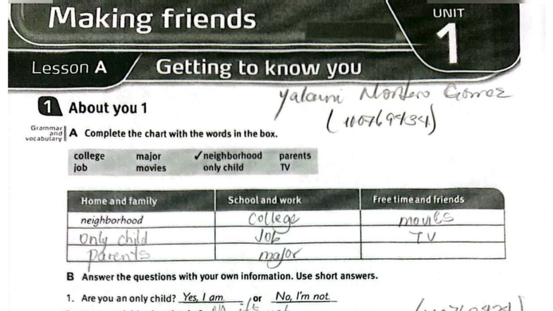 Unit 1-2 Making Friends: Lesson Notes and Grammar Exercises (110769434 ...