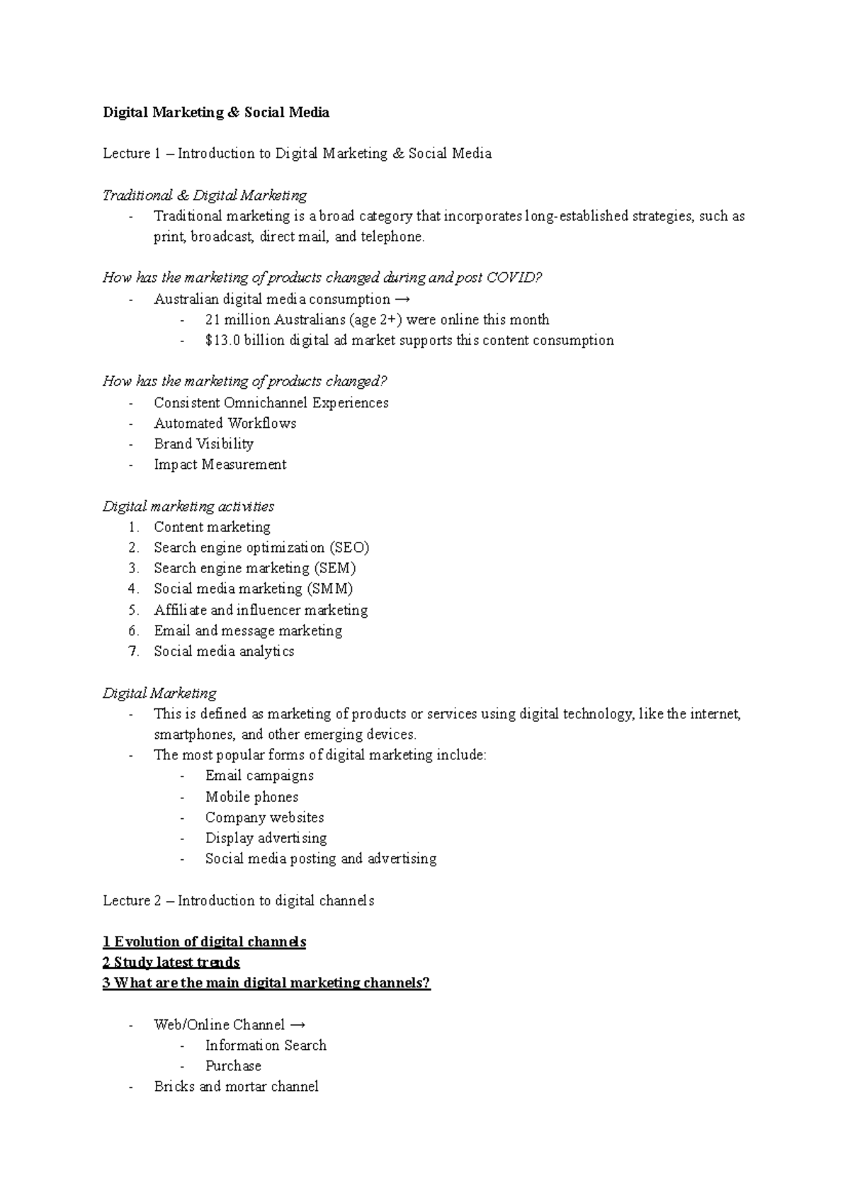 Digital Marketing & Social Media Lecture 1-4 Overview and Key Insights ...