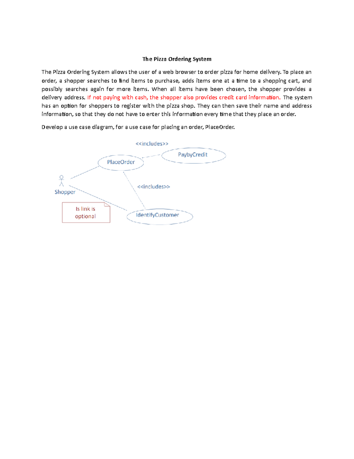 USE CASE: Pizza Ordering System with File Management and Patient ...