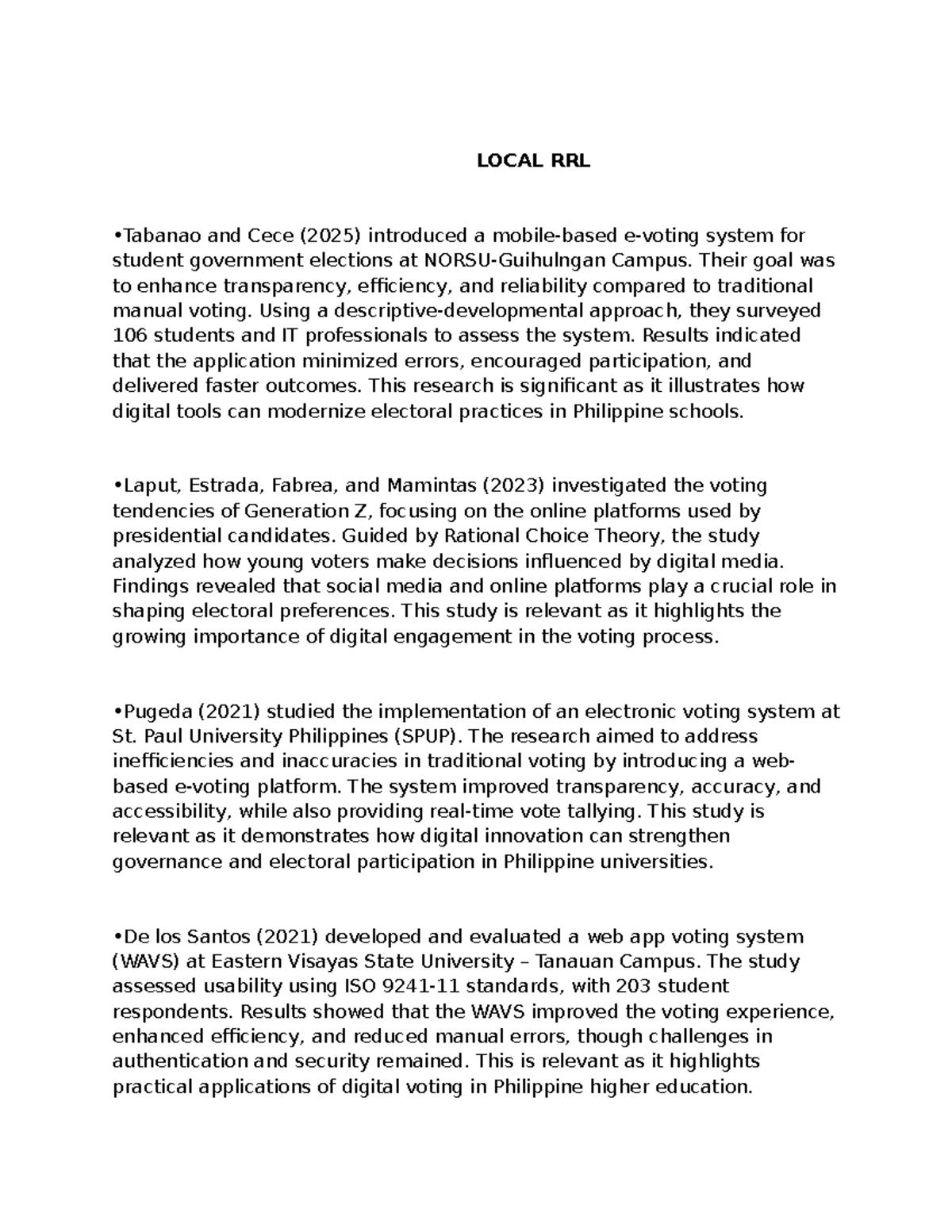 Local and Foreign RRL on Digital Voting Systems in the Philippines ...