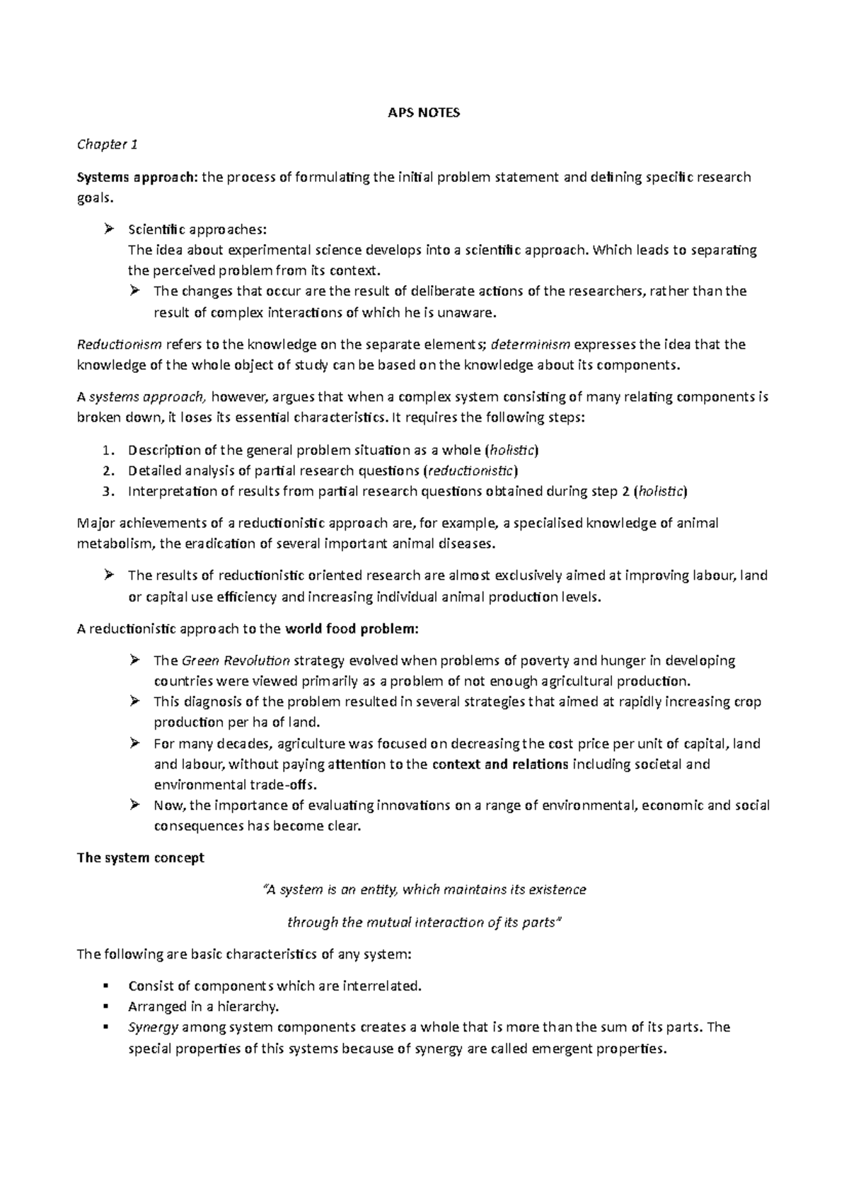 APS Final Exam Notes: Understanding Systems Approaches and Models ...