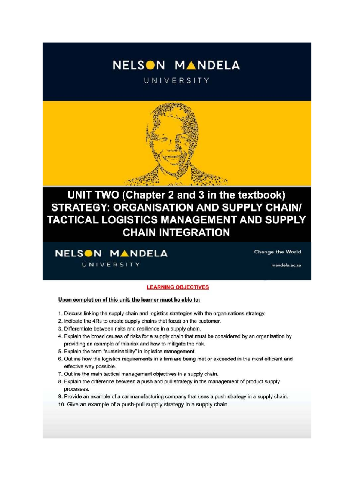 BLG UNIT 2 - Tactical Logistics Management & Supply Chain Integration ...