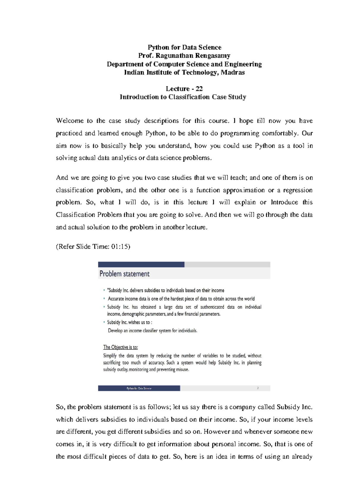 CS101 - Lecture 22: Introduction to Classification Case Study in Python ...