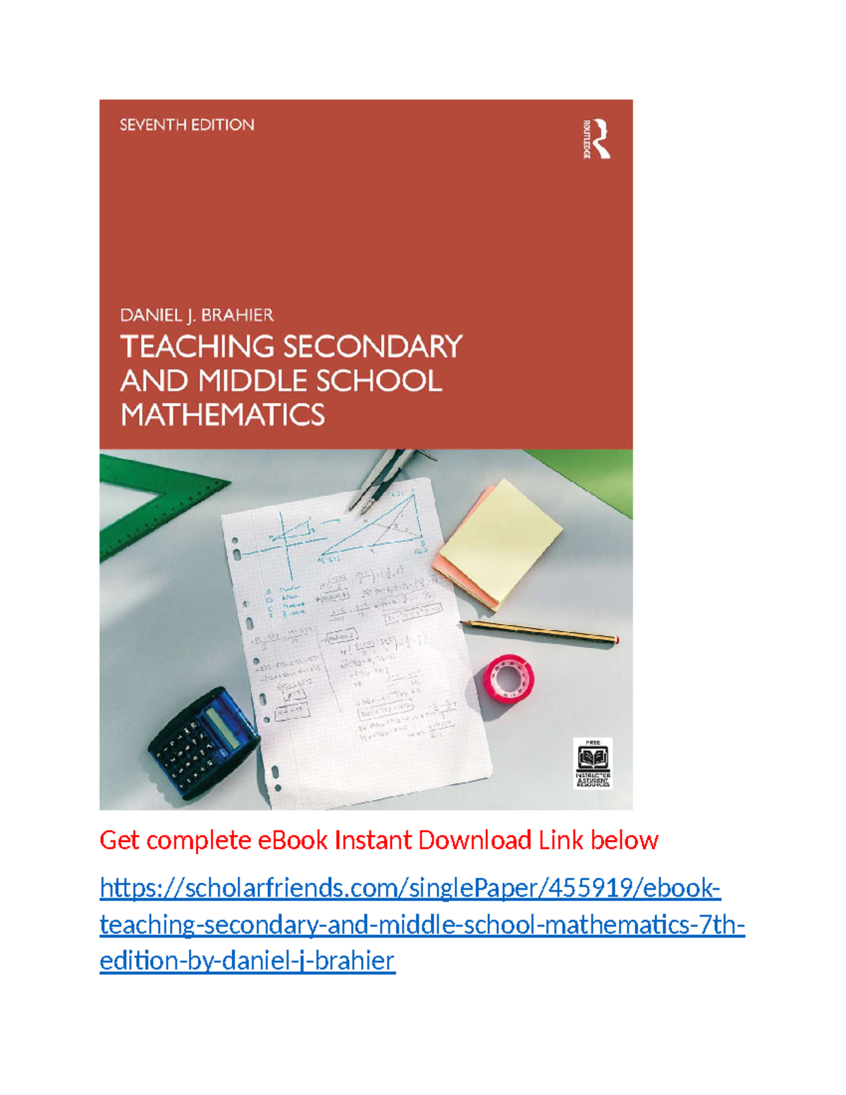 E Book Teaching Secondary and Middle School Mathematics 7th Edition By ...