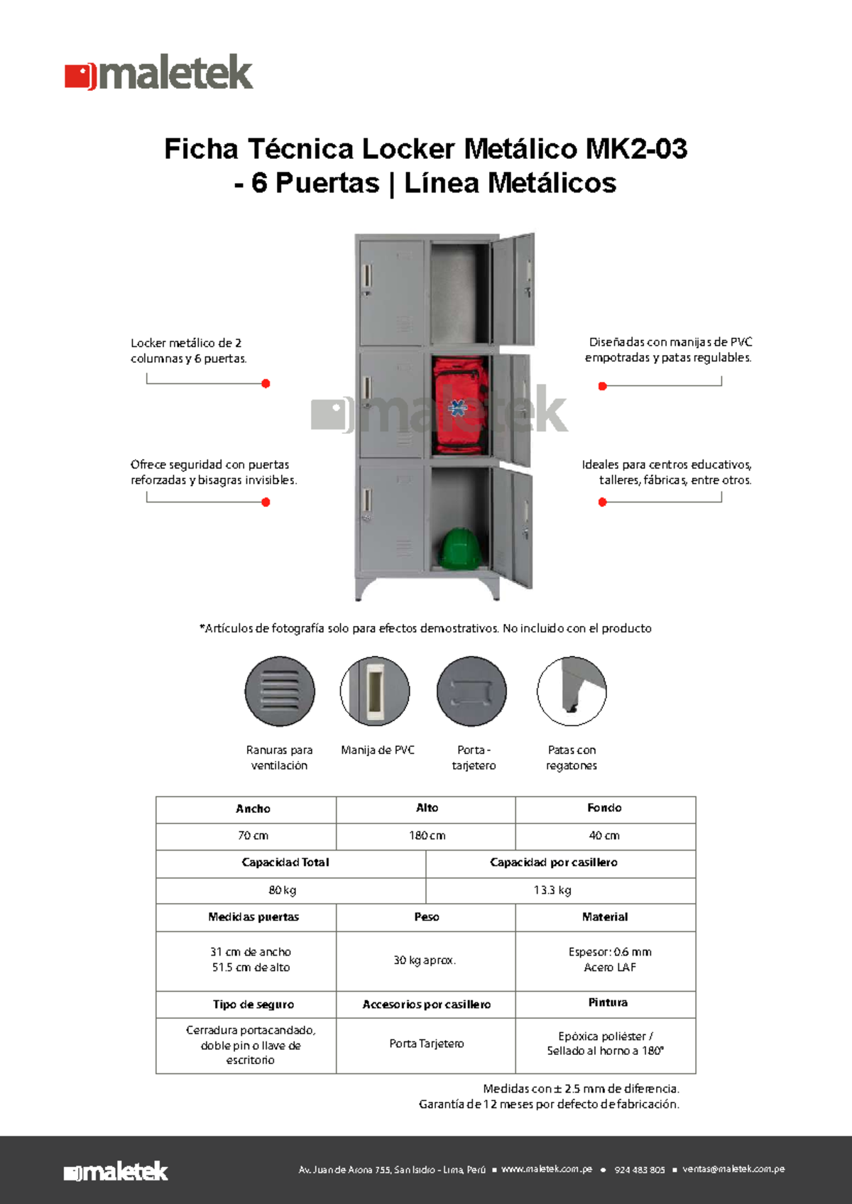 Ficha Técnica Locker Metálico 6 Puertas MK2-03 - Studocu