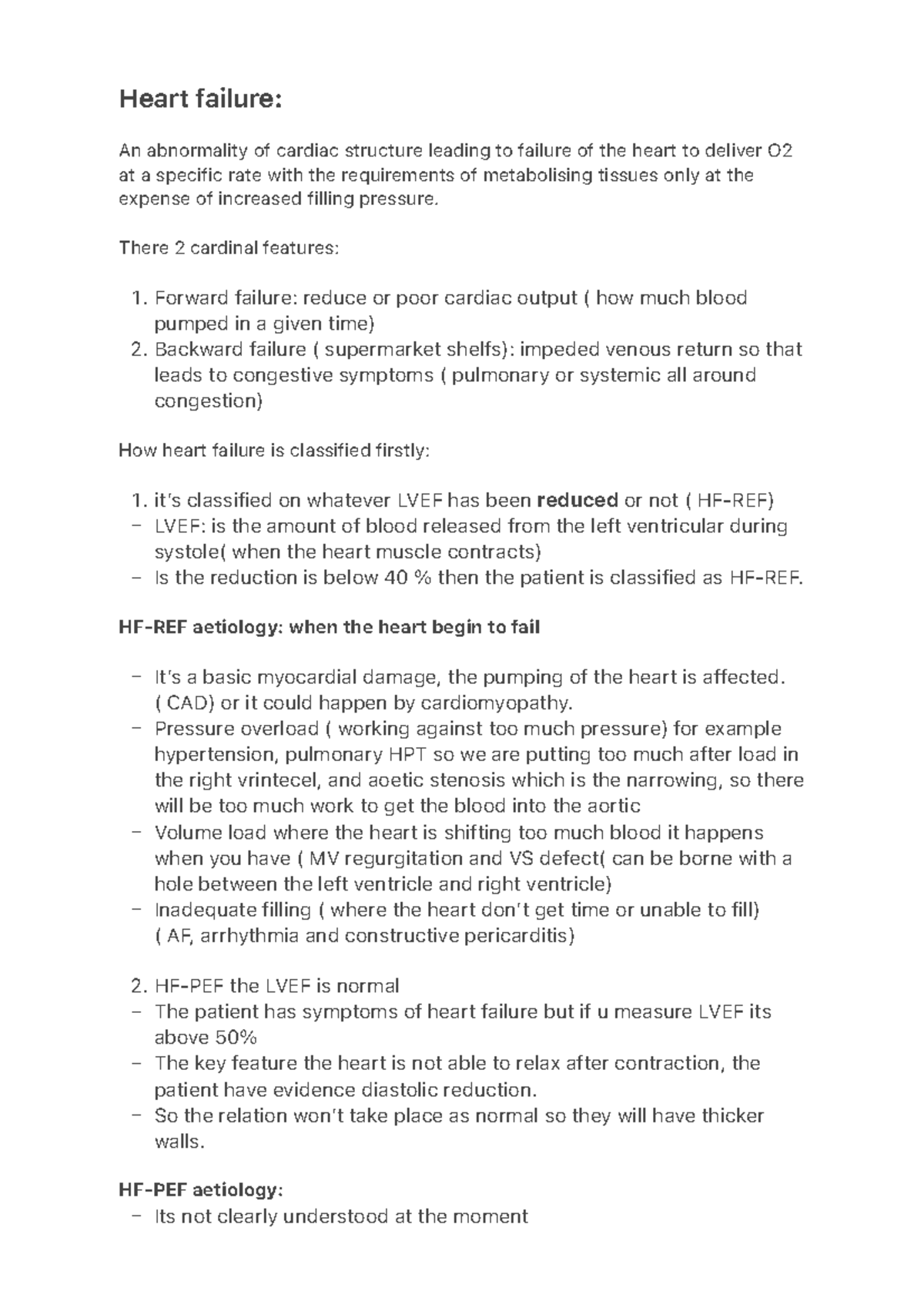 Heart failure: - 1. 2. 1. – – – – – – 2. – – – – Heart failure: An ...