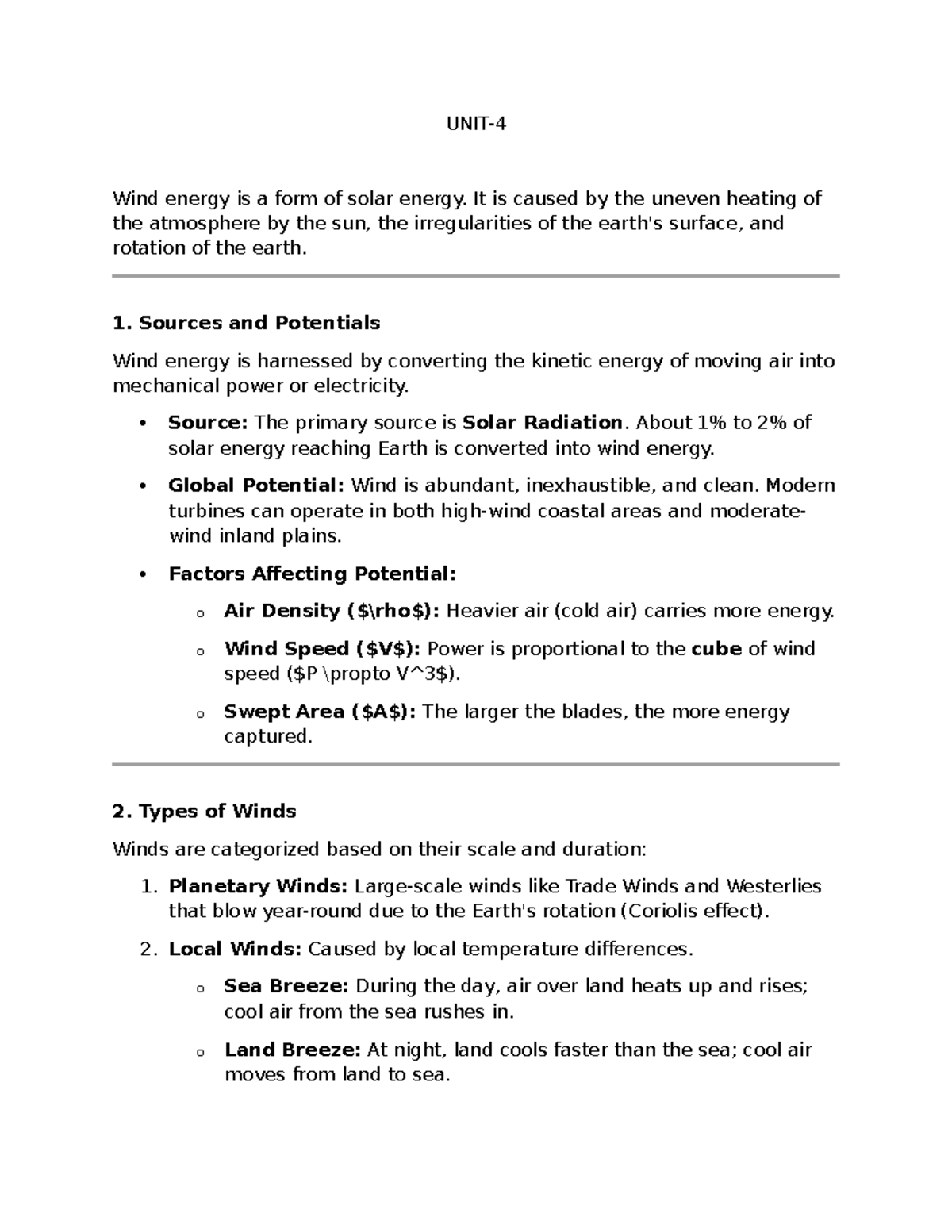 Unit-4 - Renewable Energy System: Wind Energy Overview and Insights ...