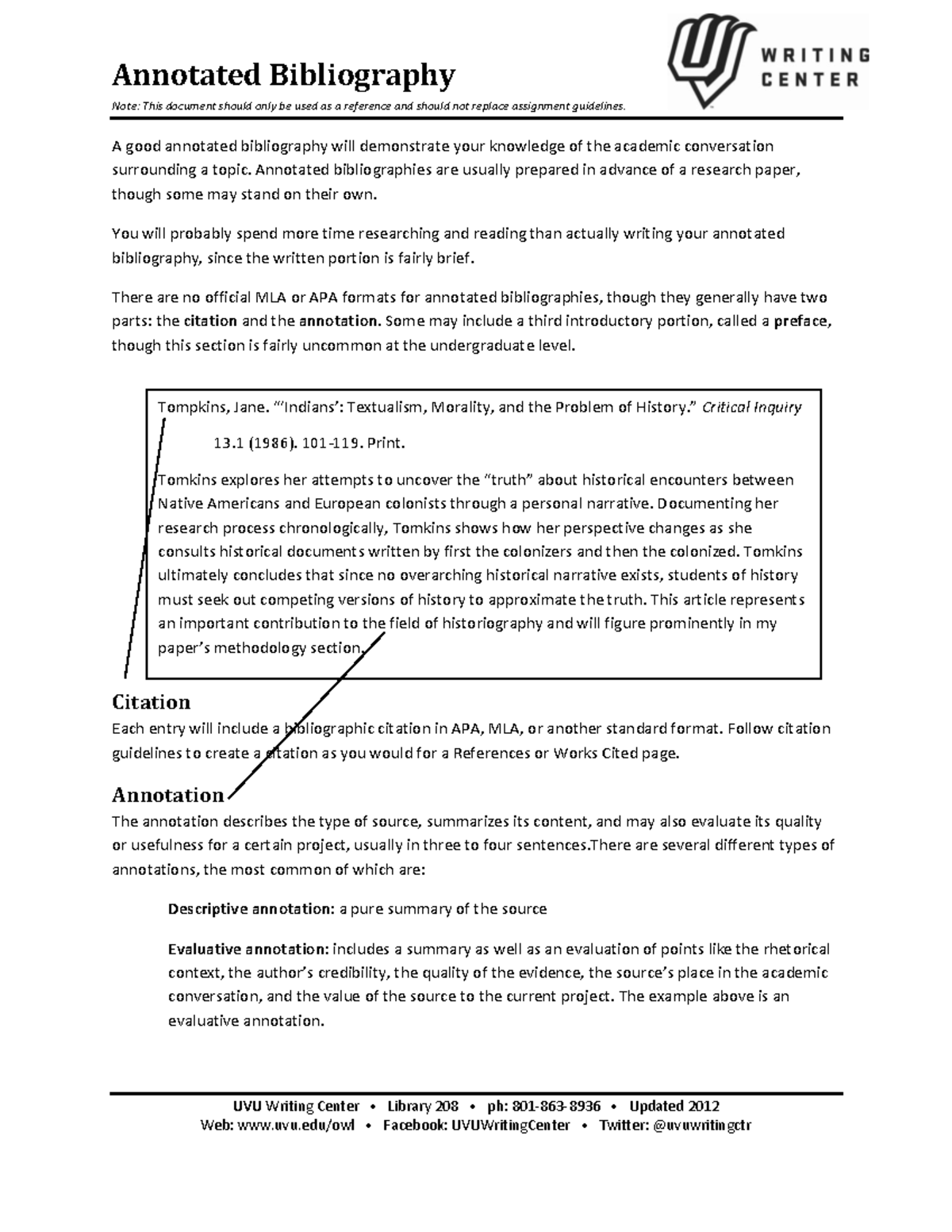 Annotated Bibliography Guide for English 2010 Assignments - Studocu
