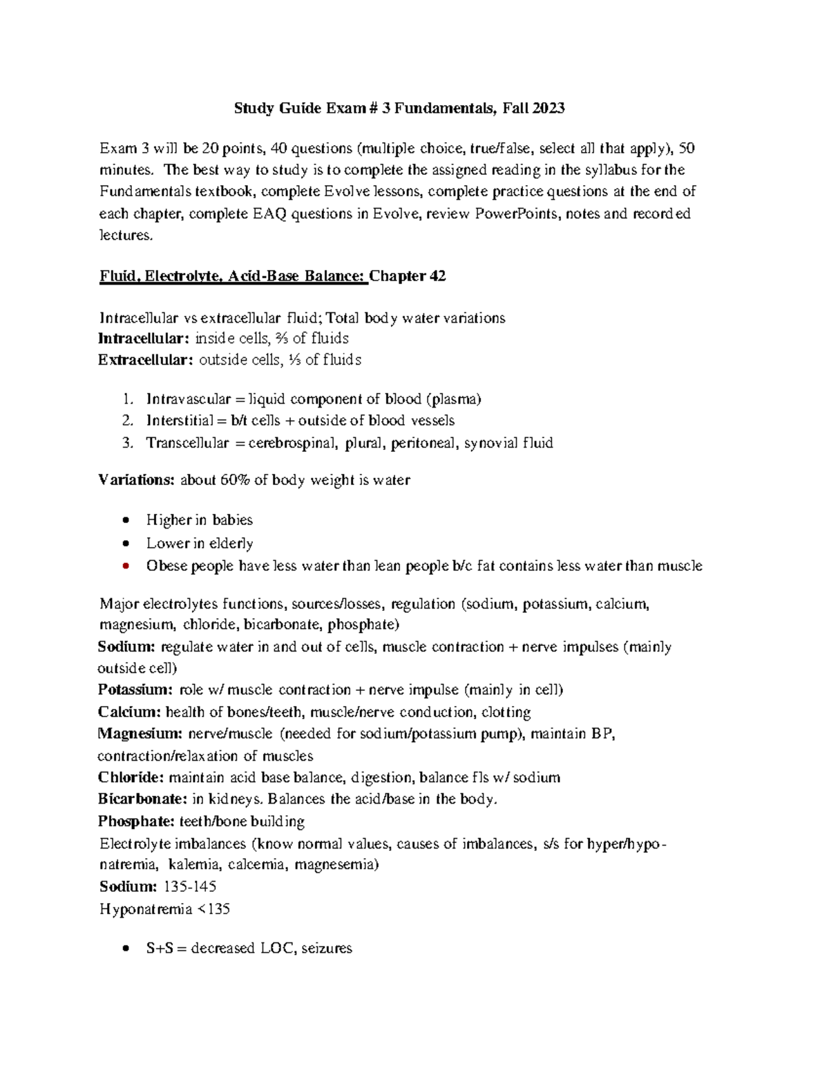 FILE 6960 - Study Guide for Exam 3: Fundamentals, Fall 2023 - Studocu