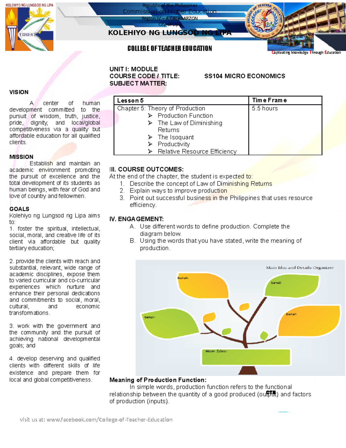 Micro Eco Module 5 OK - UNIT I: MODULE COURSE CODE / TITLE: SS104 MICRO ...