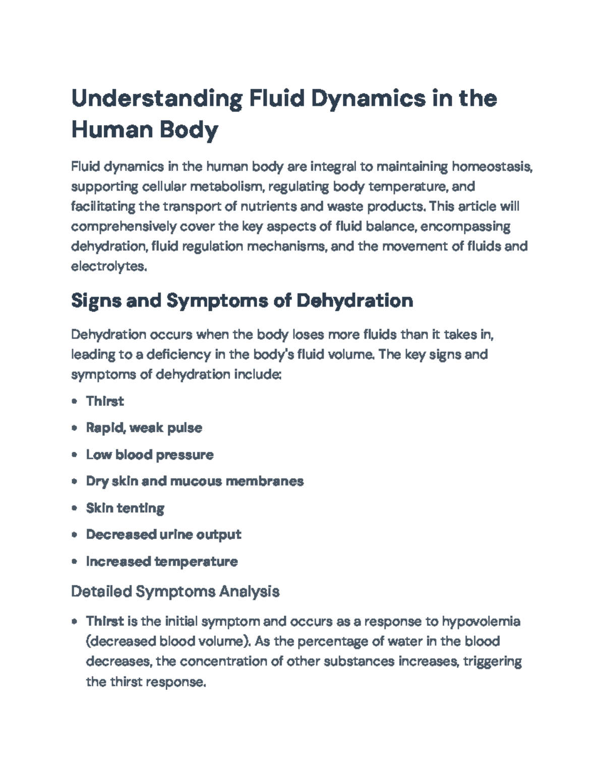 Fluid Dynamics in the Human Body: Understanding Dehydration and Balance ...
