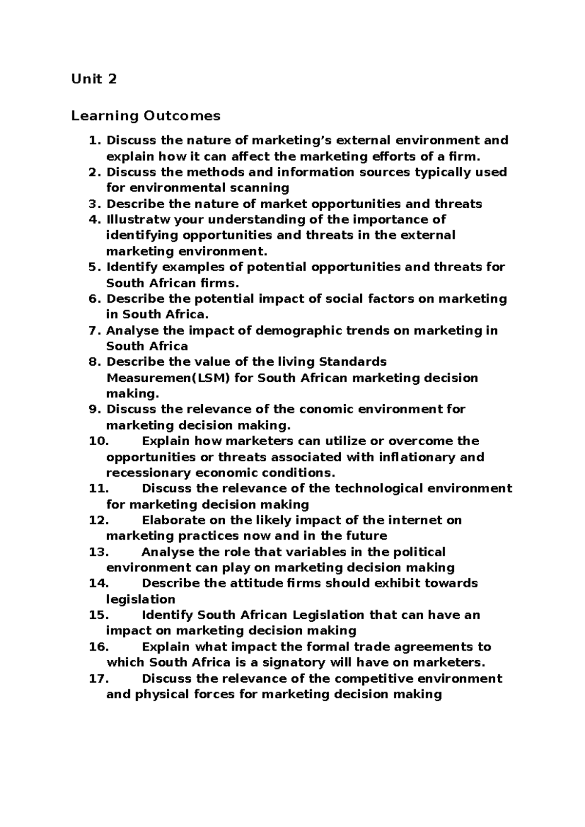 Unit 2 - Summary of Marketing Management Chapter 2: External ...