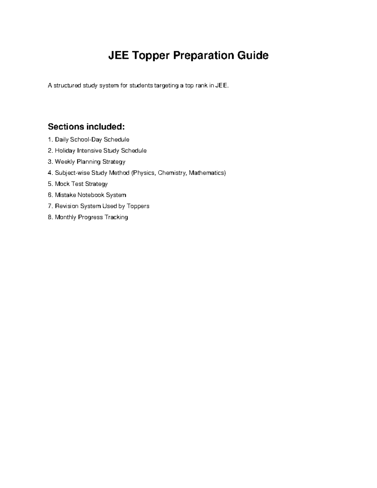 JEE Topper Prep Guide: Structured Study System for Success - Studocu