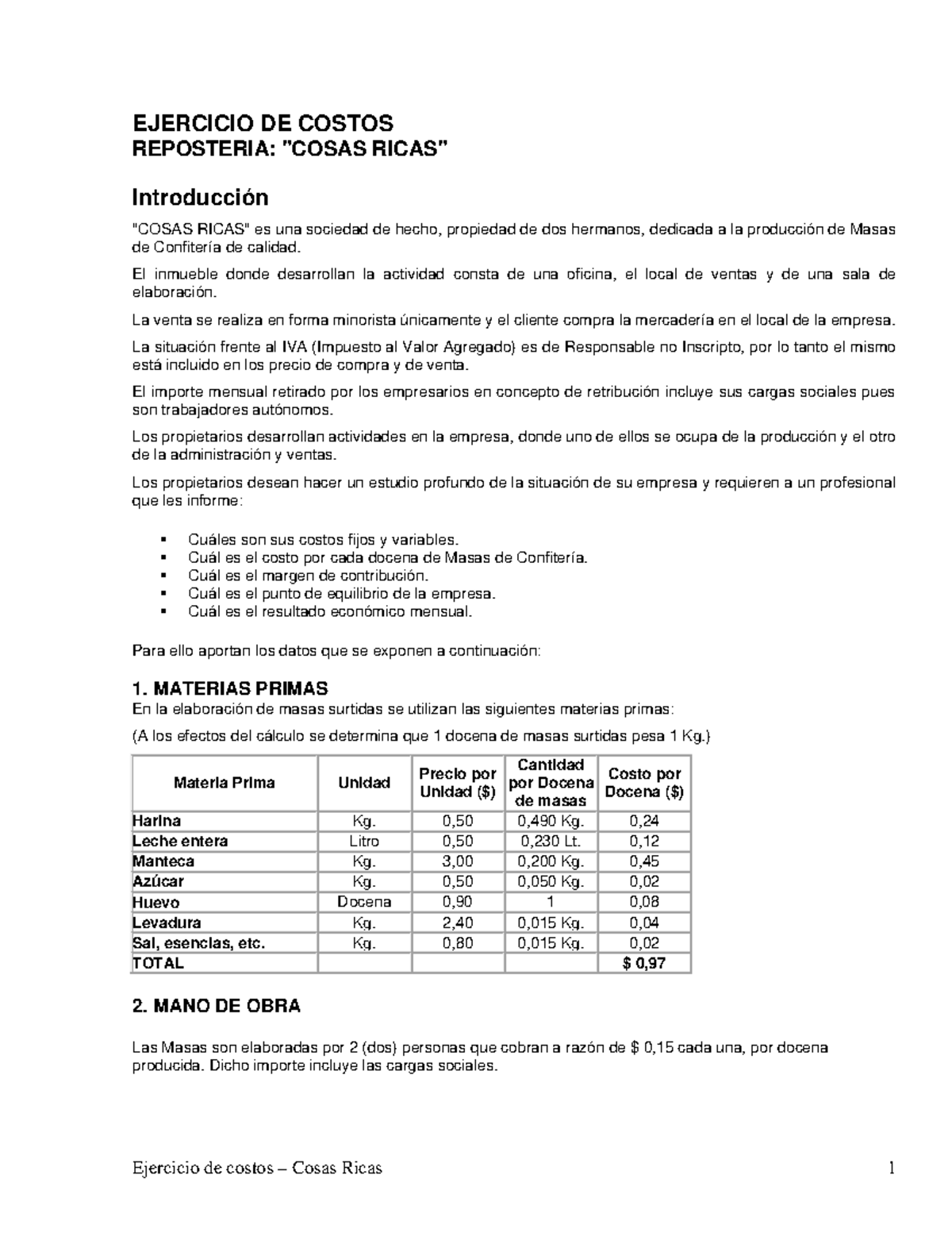 EJERCICIO DE COSTOS REPOSTERÍA: Análisis de Costos y Rentabilidad S05 ...
