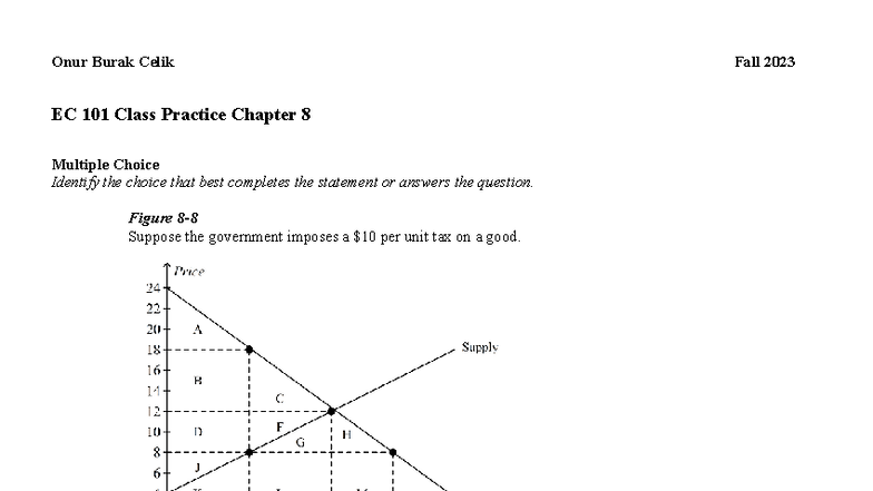 EC 101 Fall 2023 Practice: Chapter 8 MC Questions - Studocu