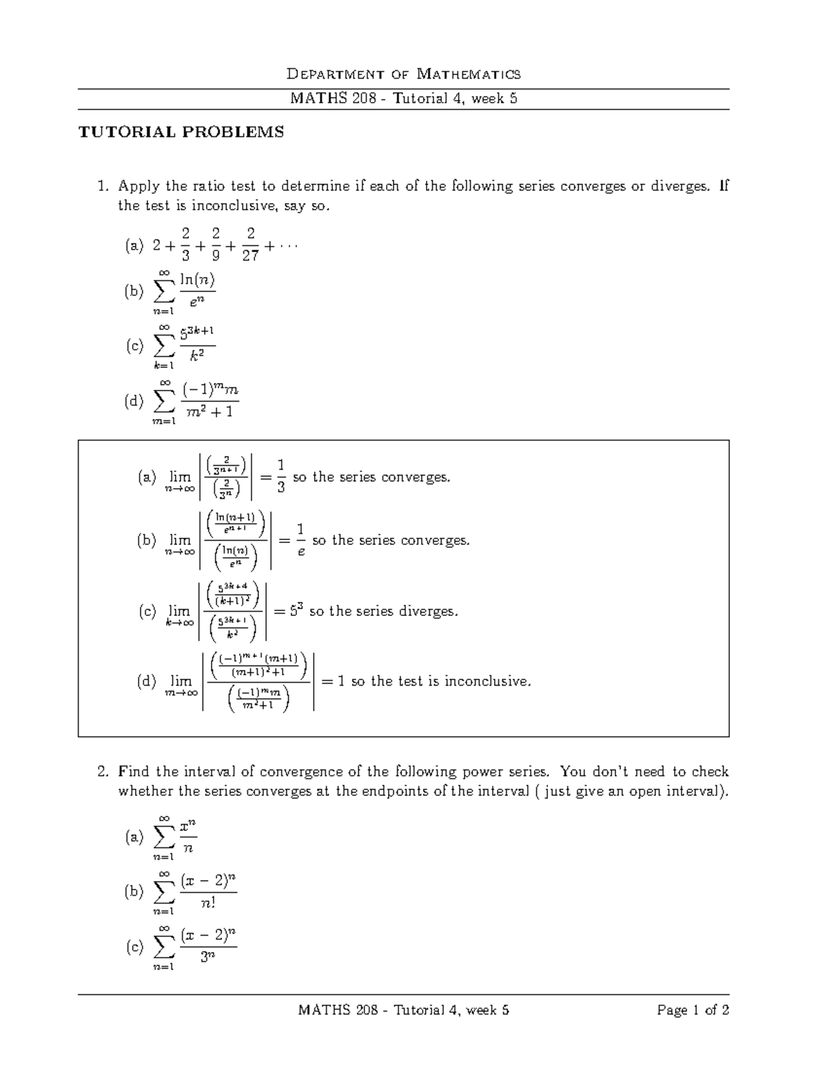 208 tut 4 sols - Tutorial questions and solutions for 2023 Sem 1 ...
