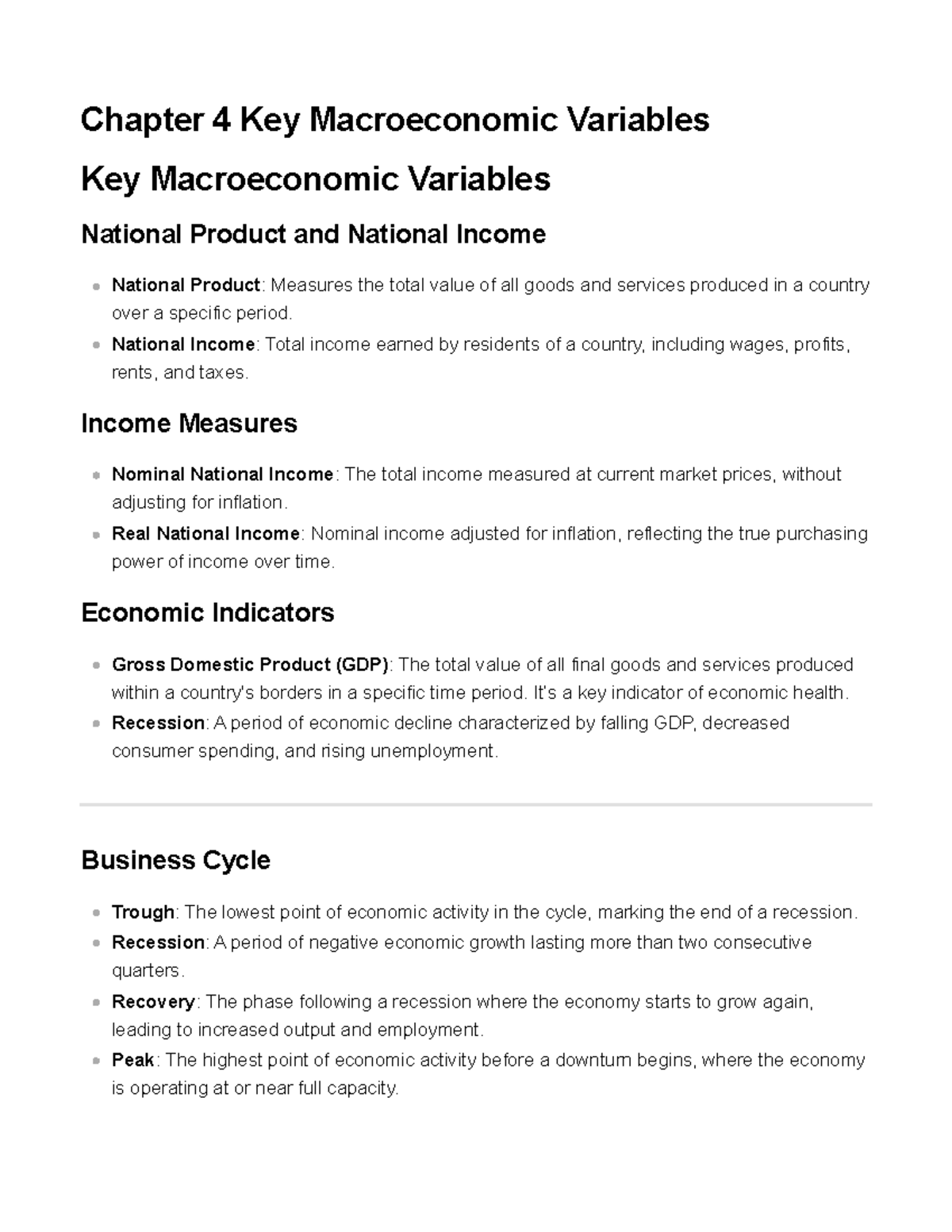 Chapter 4: Key Macroeconomic Variables Overview and Insights - Studocu