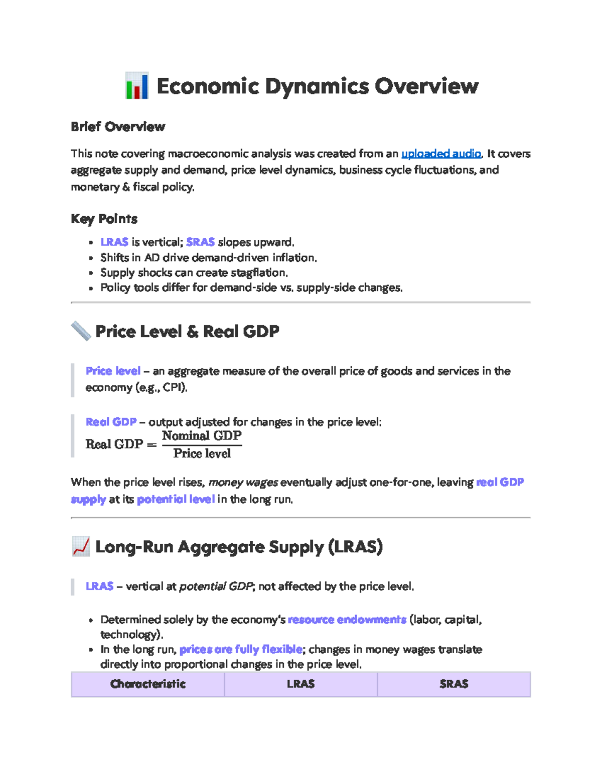 Chapter 10 - Economic Dynamics Overview (Econ) - Studocu