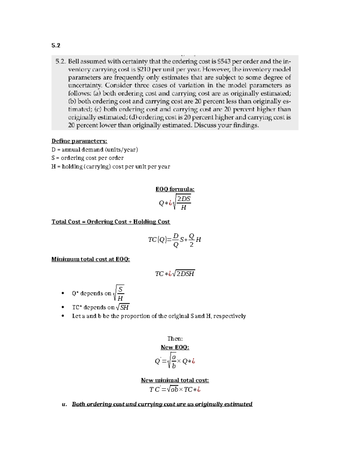 5.2 EOQ Analysis: Demand, Costs, and Inventory Management Strategies ...