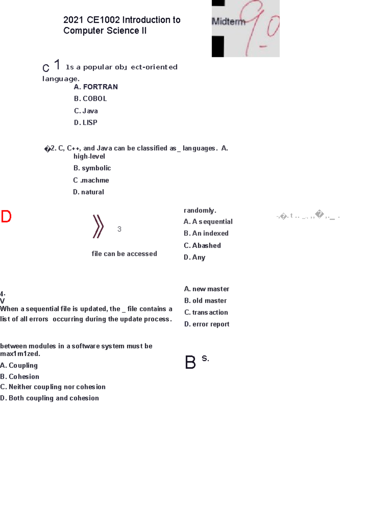 CE1002 Intro to Computer Science II - 2021 Exam Solutions - Studocu