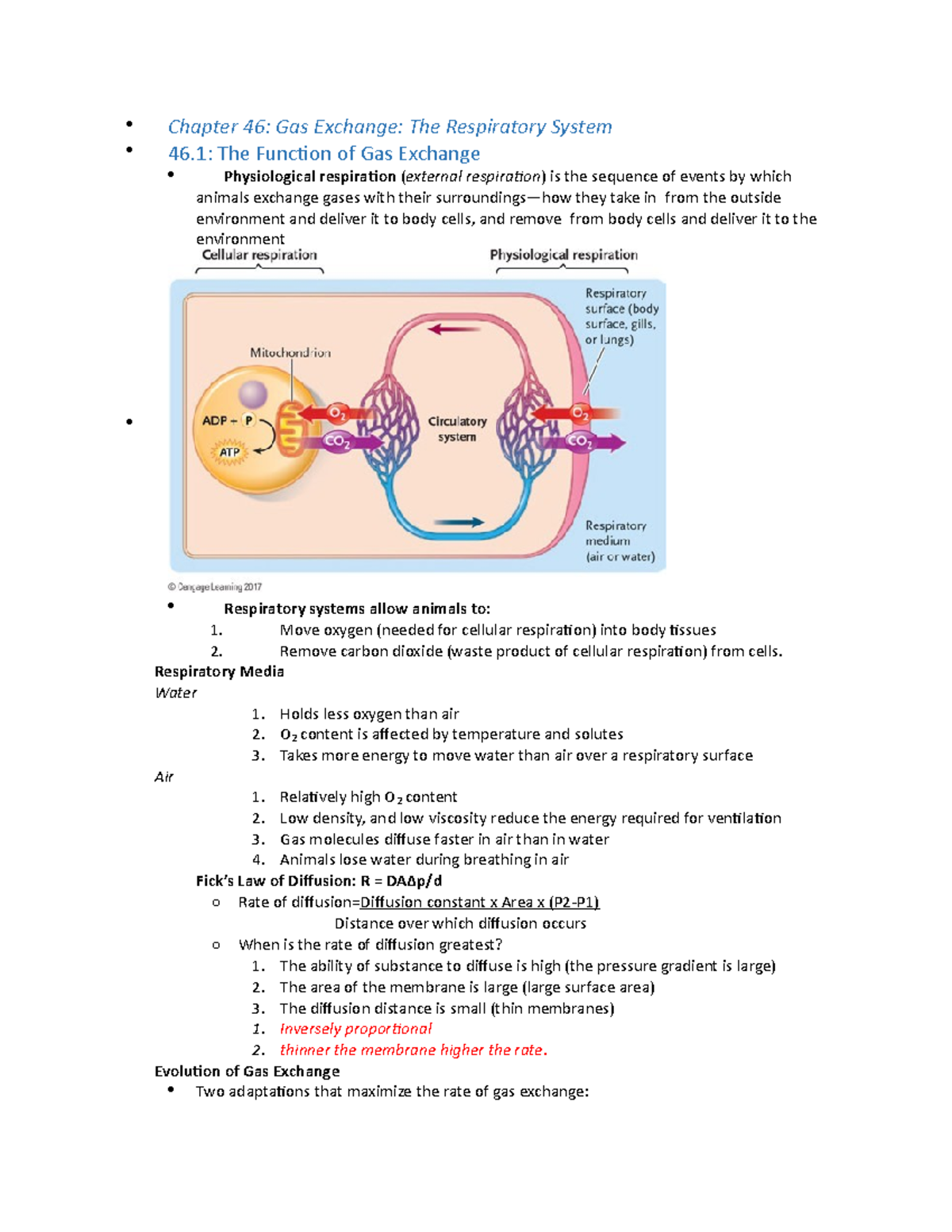 Chapter 46: Gas Exchange Mechanisms in the Respiratory System - Studocu