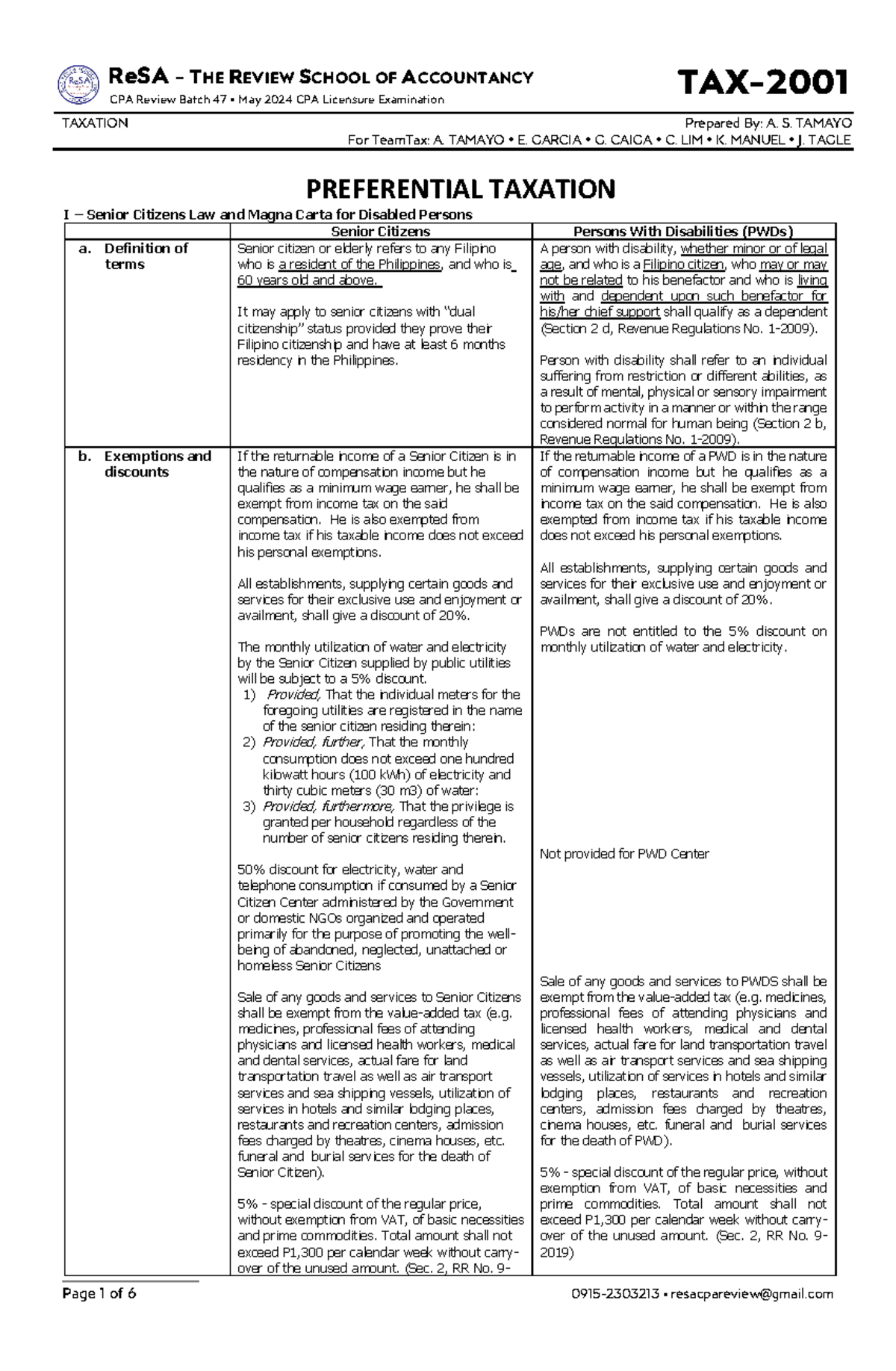 TAX-2001: Comprehensive Overview of Preferential Taxation for Seniors ...