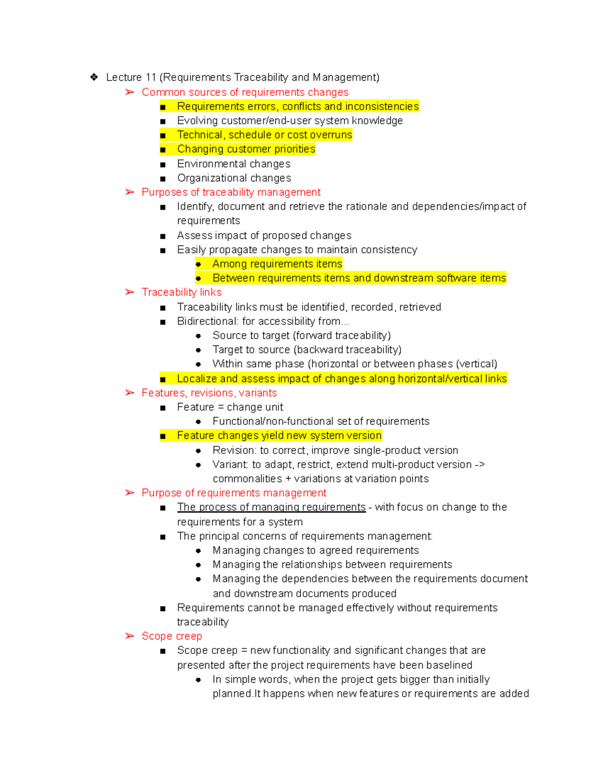 Informatics 113: Final Exam Notes on Requirements Management & AI - Studocu