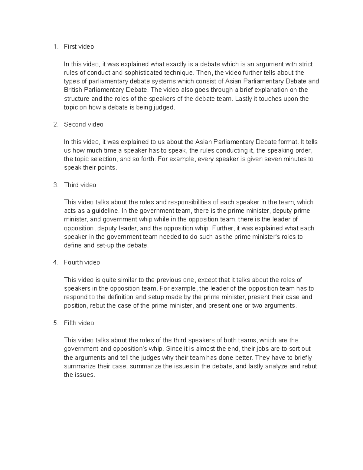 Debate Overview: Asian Parliamentary Format & Speaker Roles - Studocu