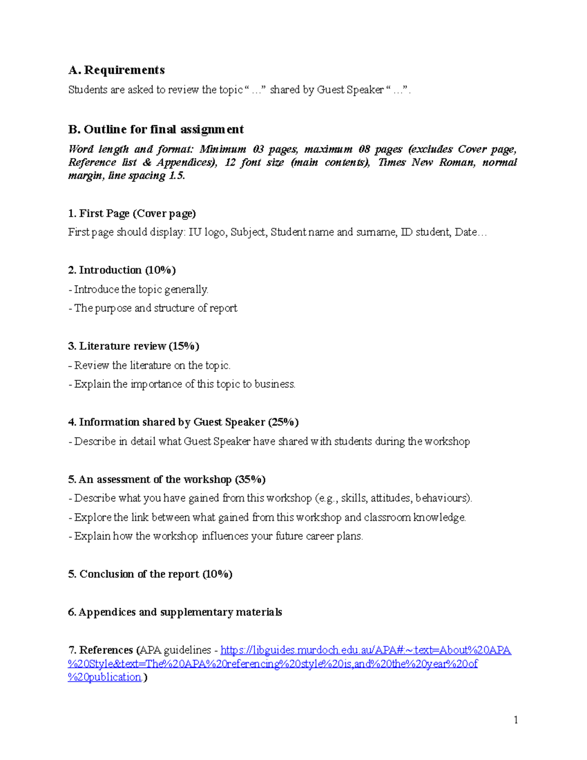 Final Assignment Outline for Course XYZ - Submission Guidelines - Studocu