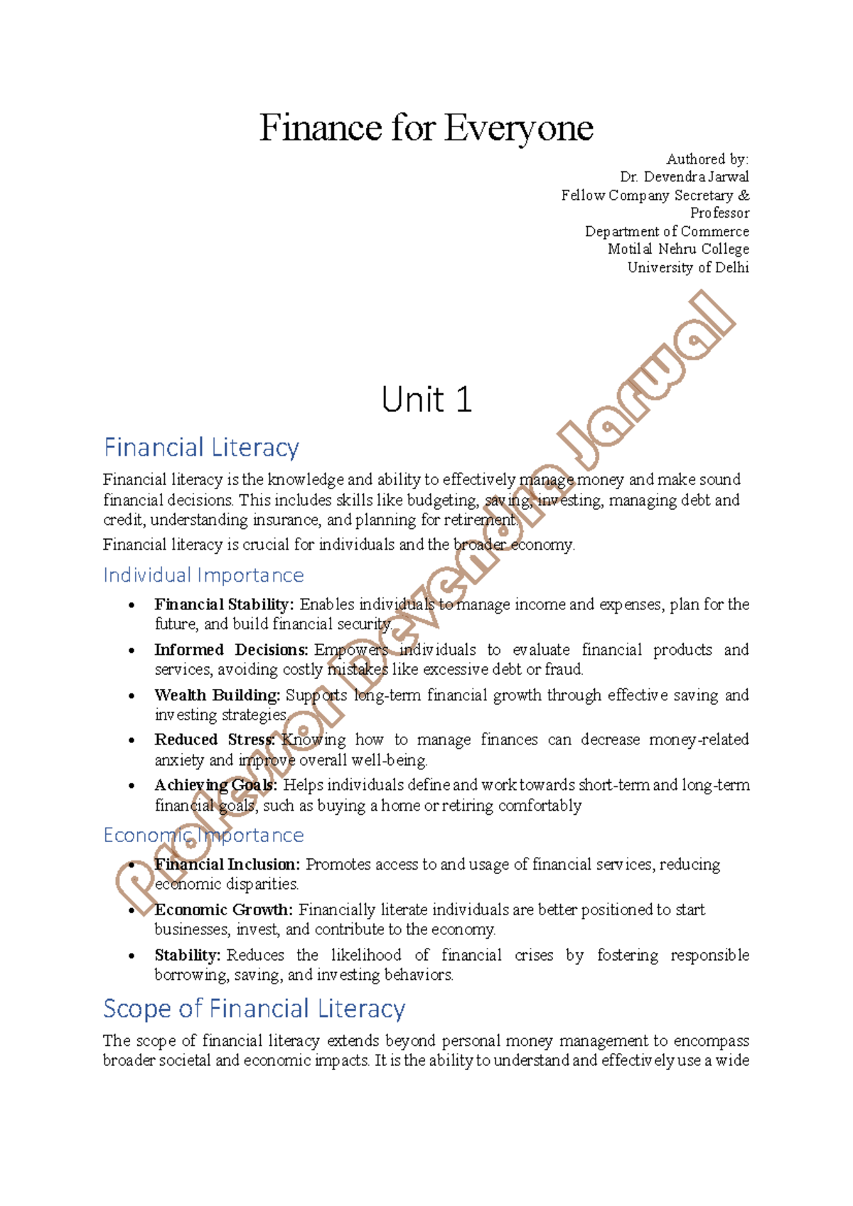 Finance for Everyone: Understanding Financial Literacy and Institutions ...
