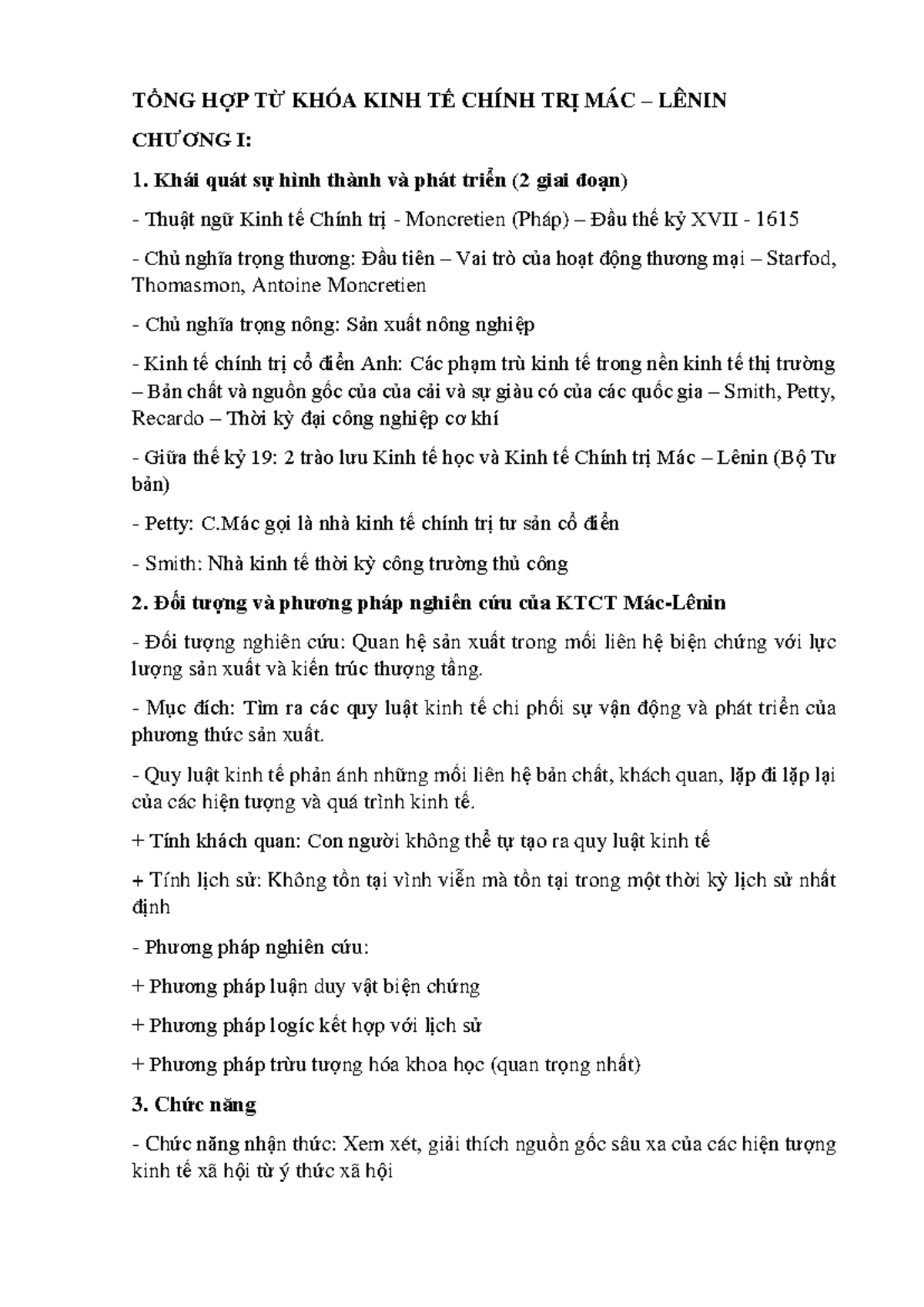 Tổng hợp KTCT - Tóm tắt lý thuyết Kinh tế Chính trị Mác-Lênin cho thi trắc nghiệm - Document Preview