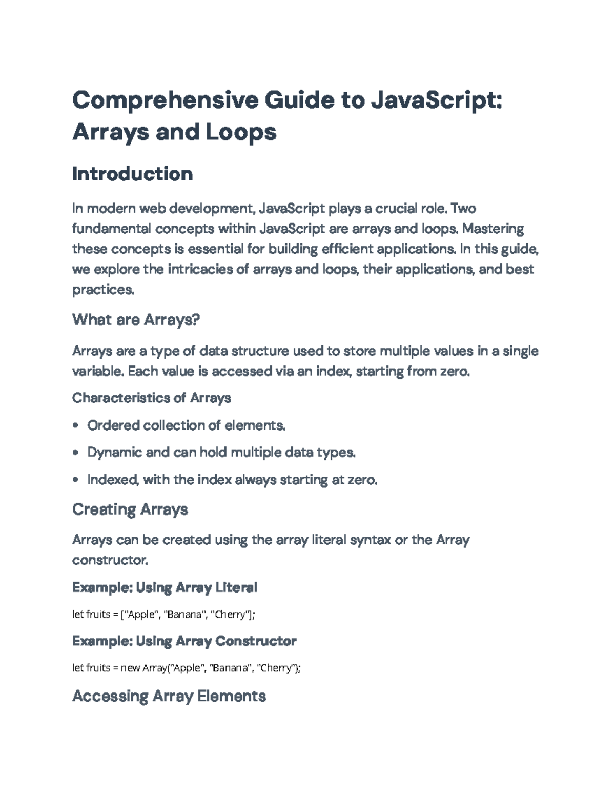 Comprehensive Guide to JavaScript: Arrays and Loops Explained ...