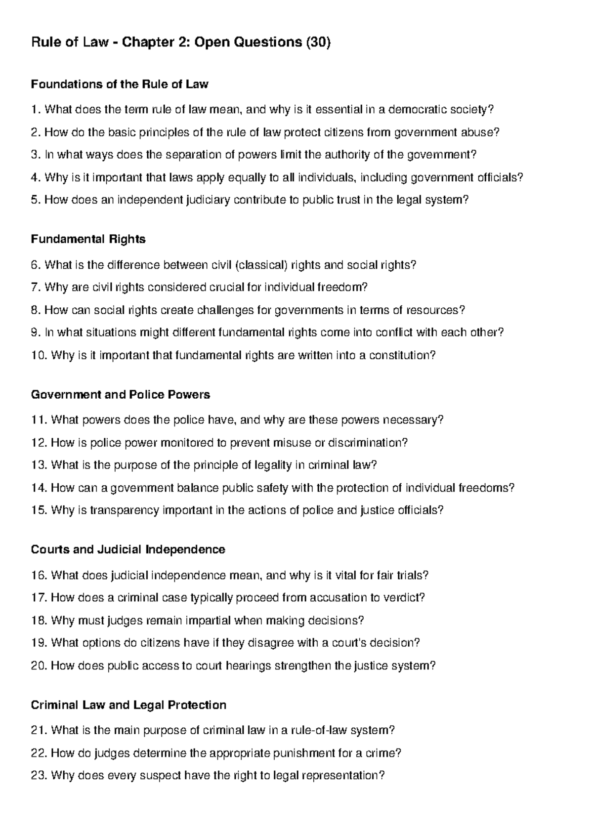Rule of Law CH2: Key Questions & Concepts for Understanding - Studeersnel