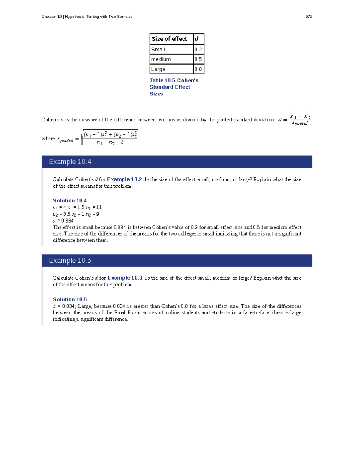Chapter 10: Hypothesis Testing with Two Samples - Effect Sizes in Stats ...