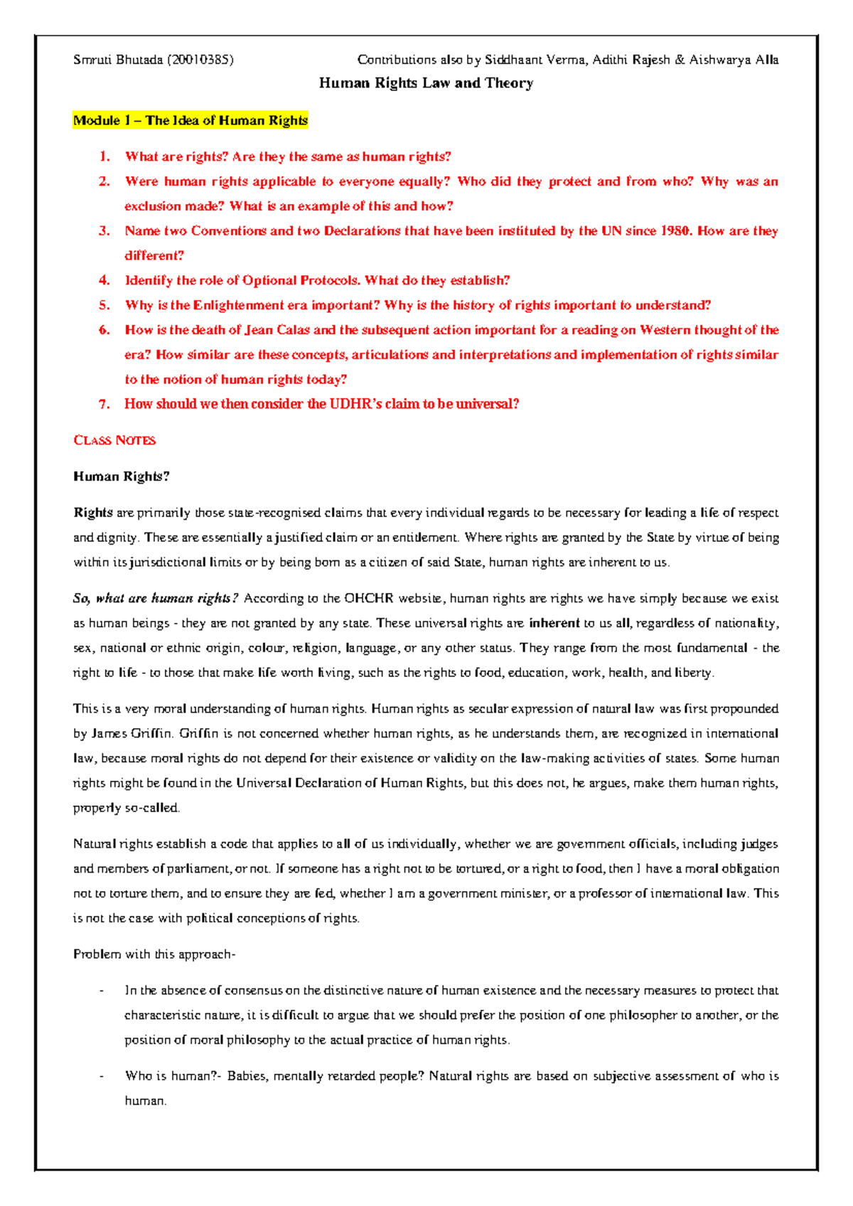 Final Notes on Human Rights Law (HRL 101) and Its Theoretical Framework ...