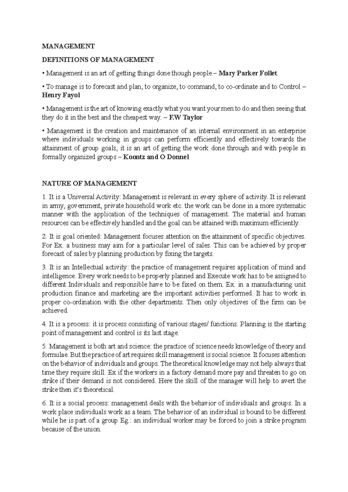 Management Concepts and Theories: Notes for M1 E&MSE - Studocu