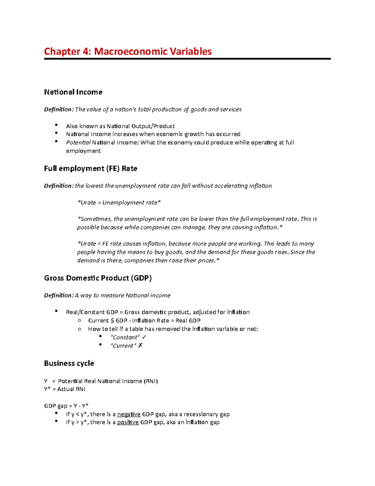 Chapter 4 - Understanding Macroeconomic Variables and Indicators - Studocu