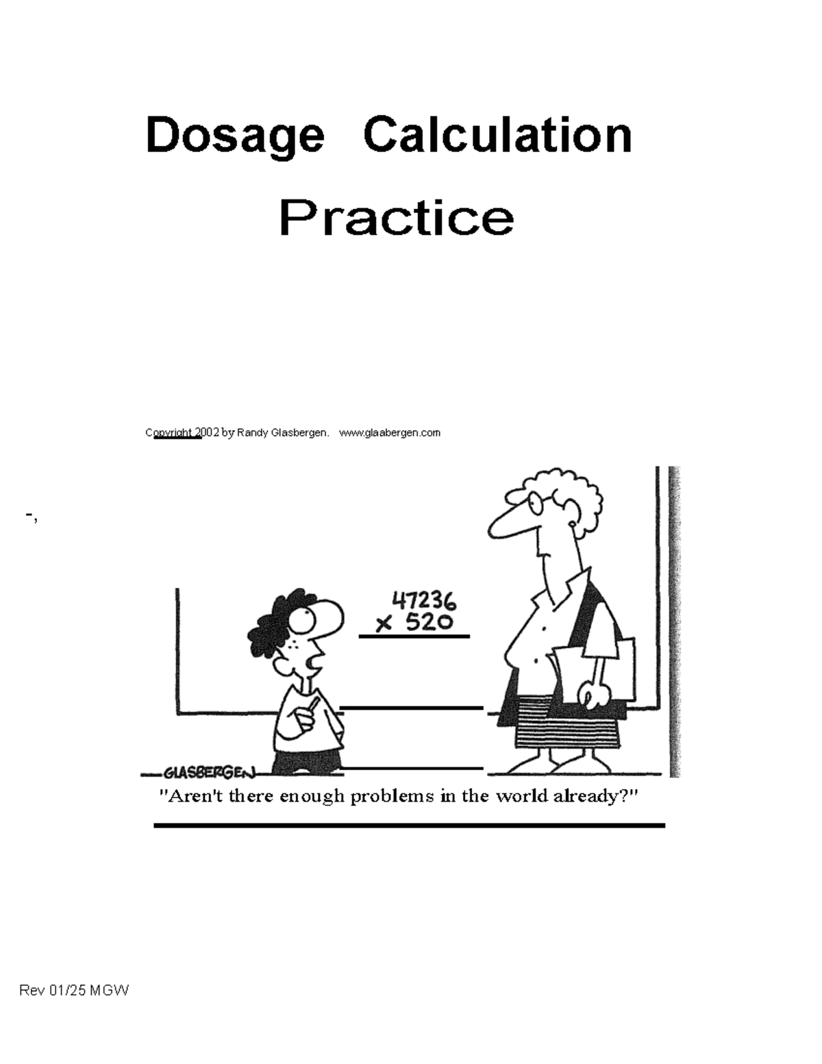 Pediatric Drug Calculations: Dosage Practice Problems Rev MGW - Studocu