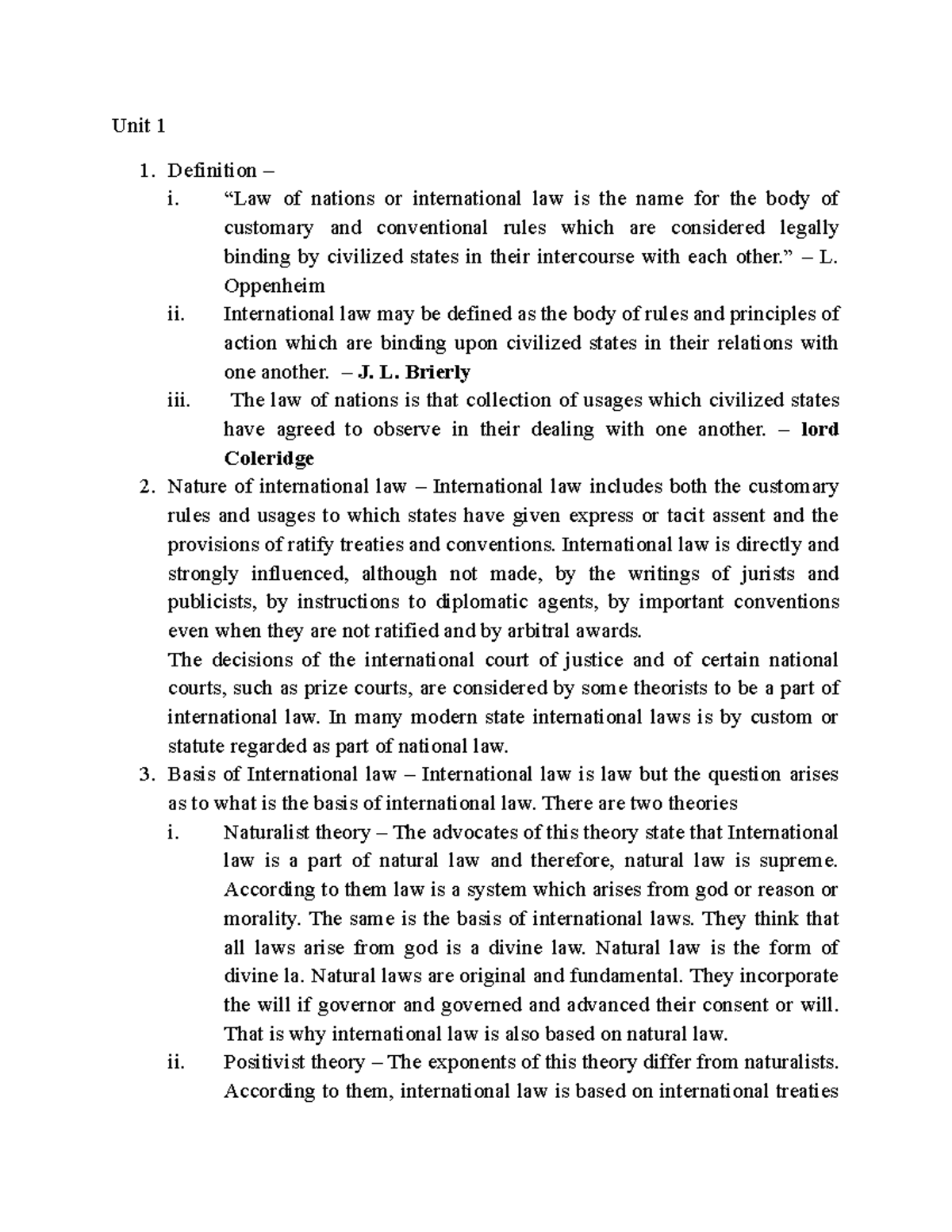 International Law - Lecture Notes on Key Concepts (Units 1-20) - Studocu