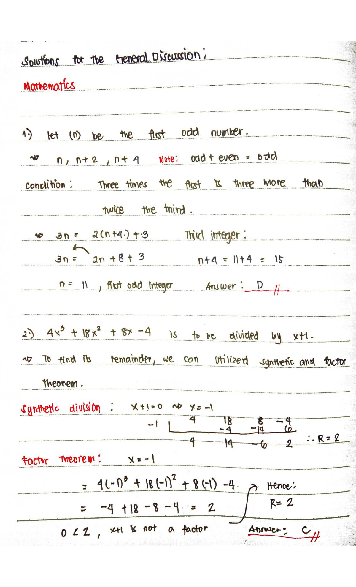 Mathematics Solutions to Discussion Part - Course Code: MATH101 - Studocu