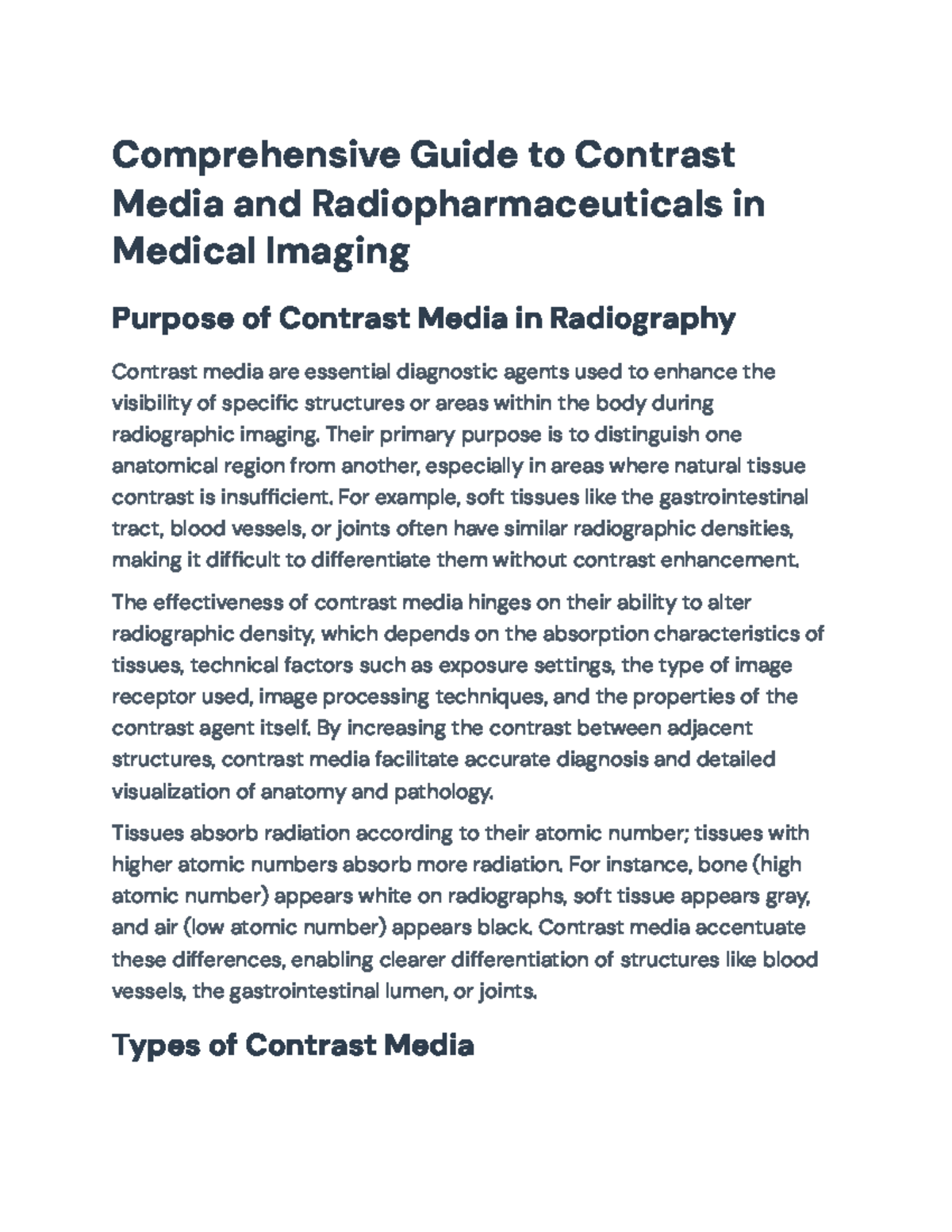 Comprehensive Guide to Contrast Media in Medical Imaging (RAD 101 ...