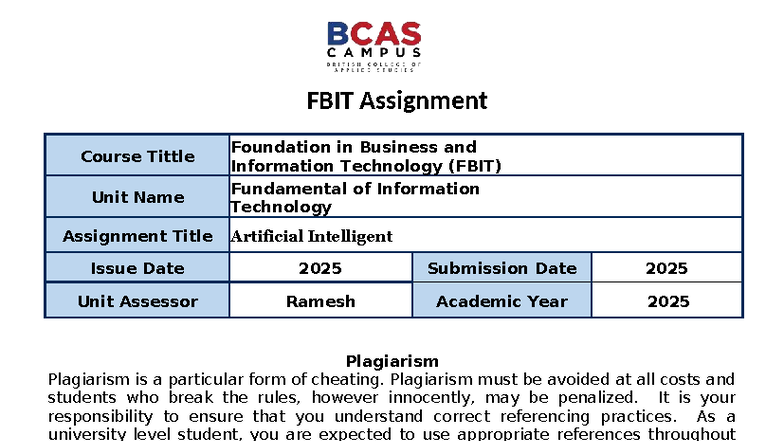 FBIT Assignment: Exploring Modern IT Technologies and Software - Studocu