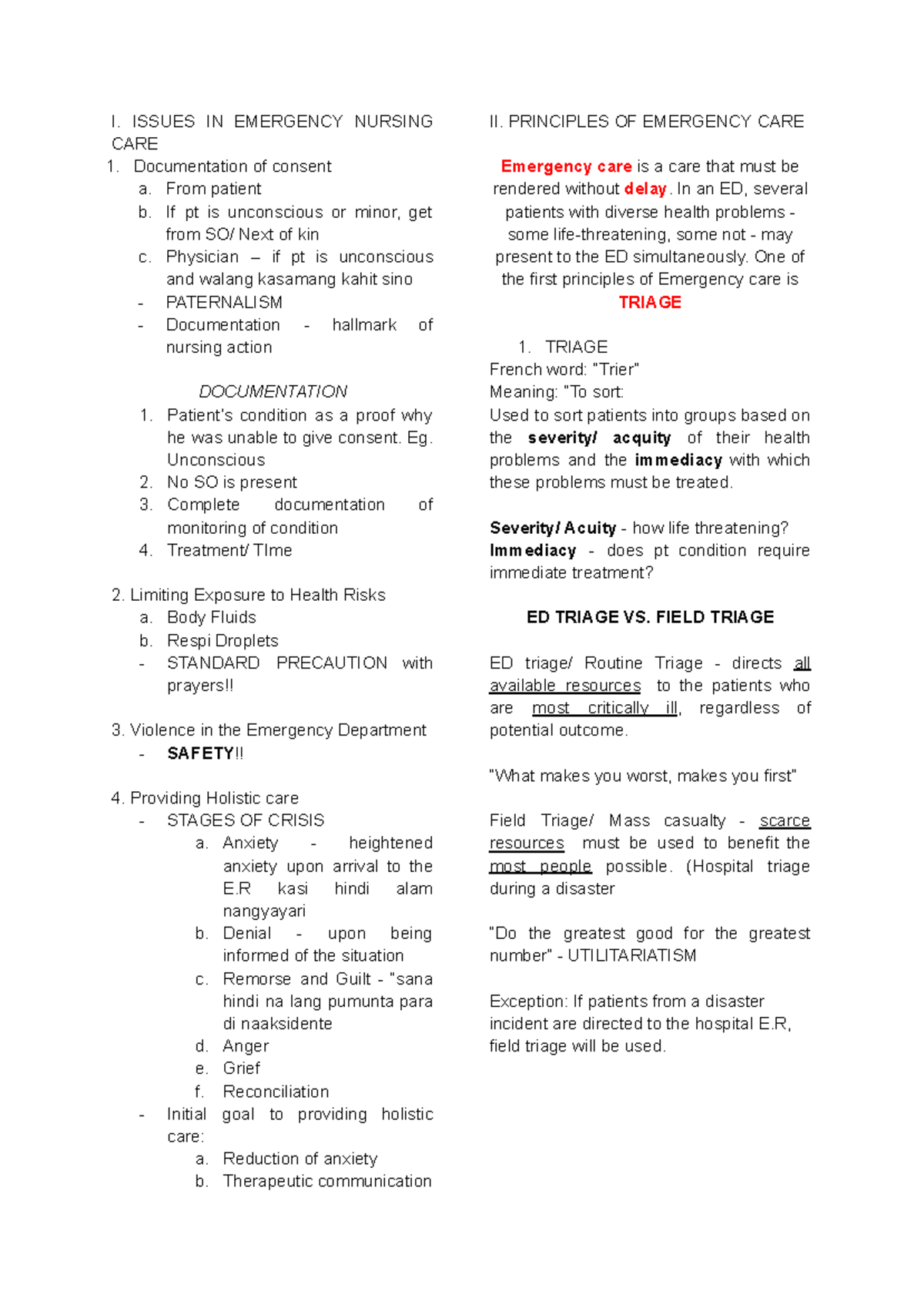ERDN 101: Comprehensive Final Exam Notes on Emergency Nursing ...