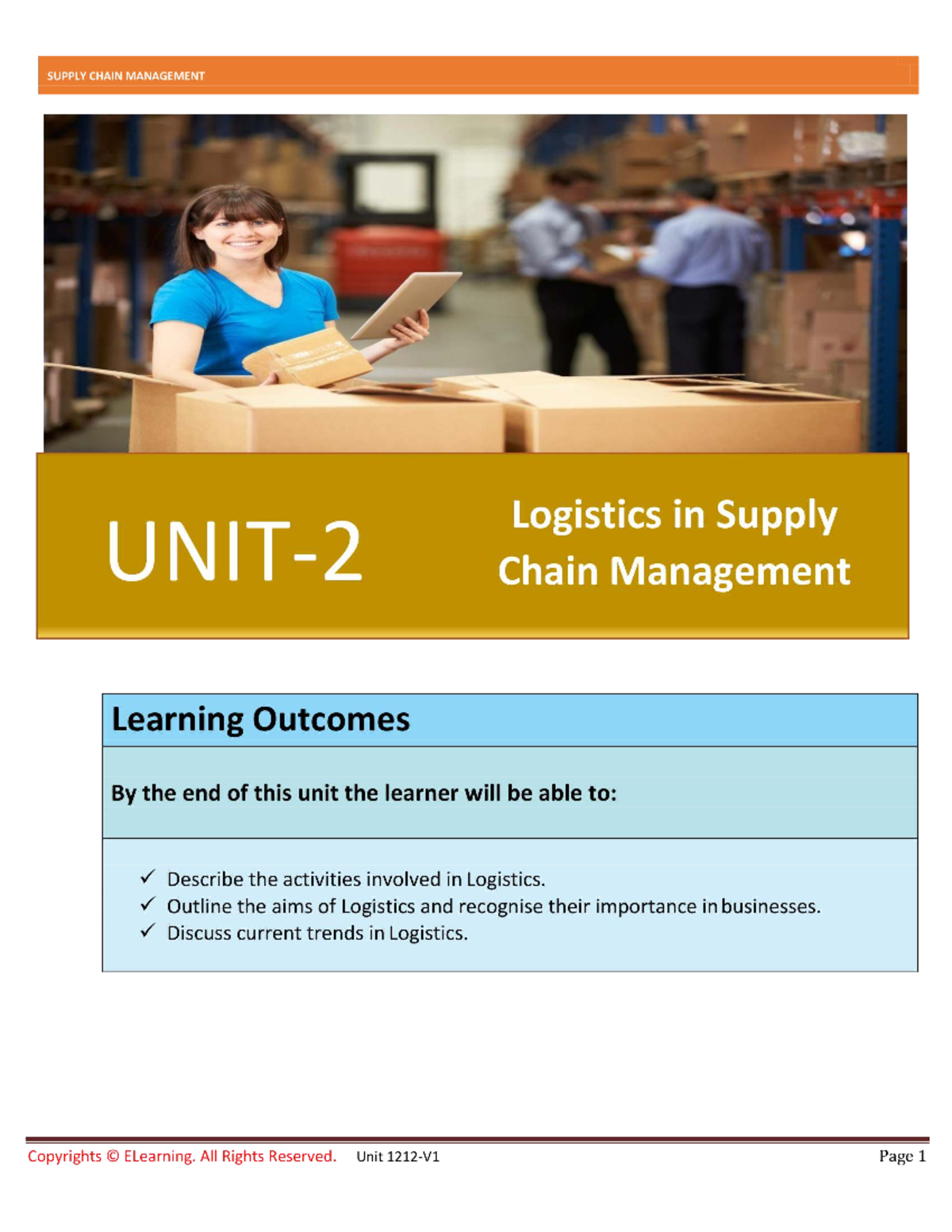 Unit 2 1212-V1 Logistics in Supply Chain Management Overview and Trends ...