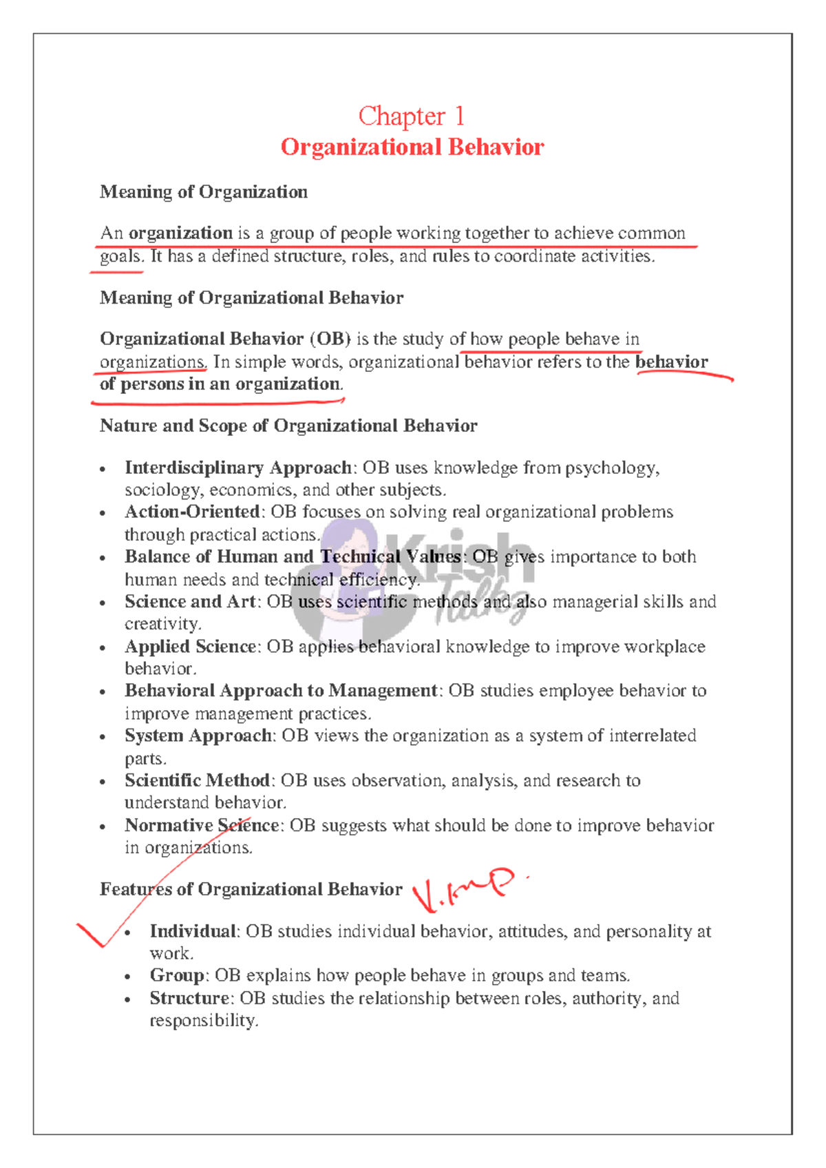 6th Sem BBA Organizational Behavior: Comprehensive Study Notes - Studocu
