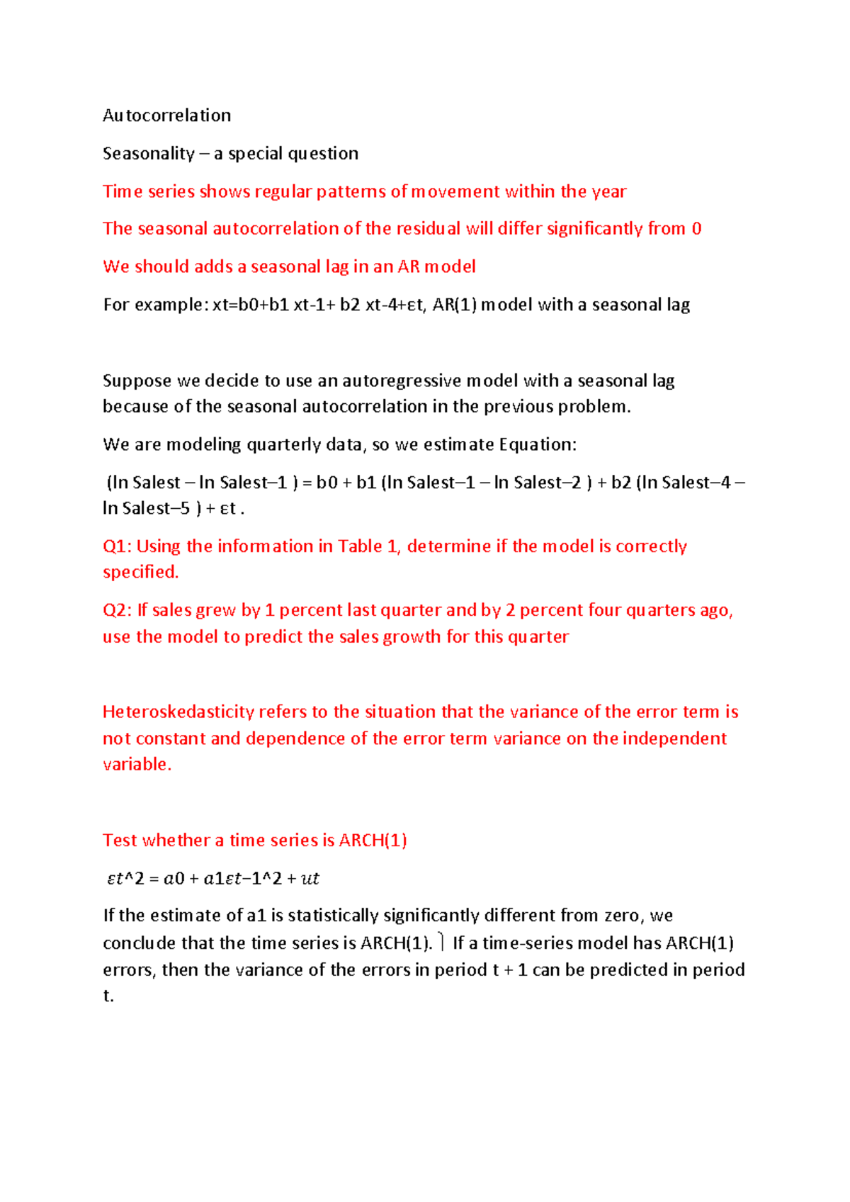 Time series summary notes part 2 - Autocorrelation Seasonality – a ...
