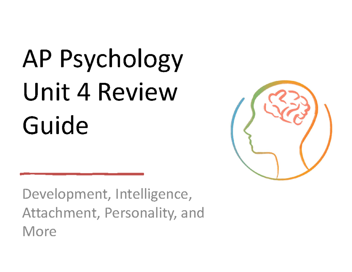 AP Psychology Unit 4 Review Guide - Studocu