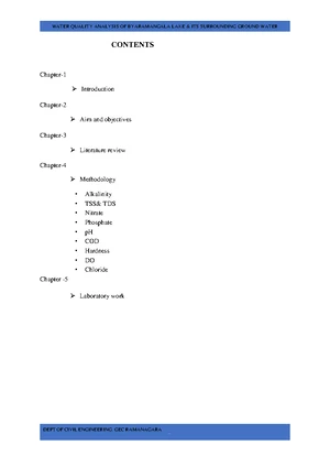 WATER QUALITY ANALYSIS OF ARAMANGALA LAKE: CIVIL ENG. STUDY GEC ...